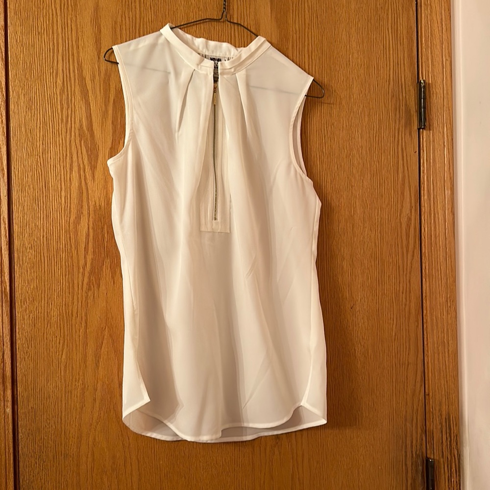 Anne Klein sheer white shirt size medium NWT